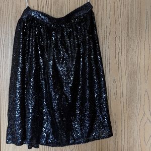 Black sequin midi skirt
